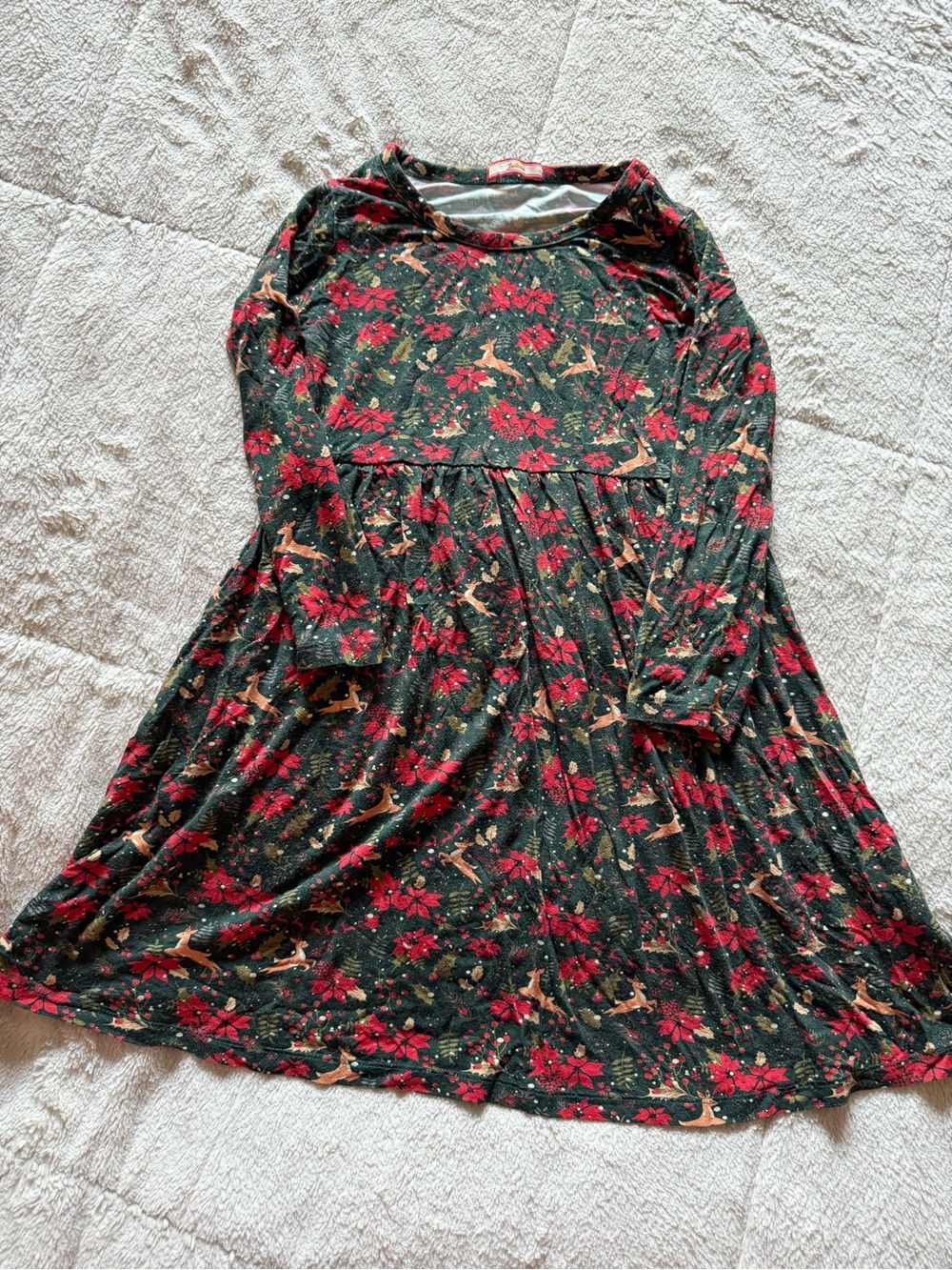 Girls Joe Browns Green Reindeer Holiday Dress, size 8